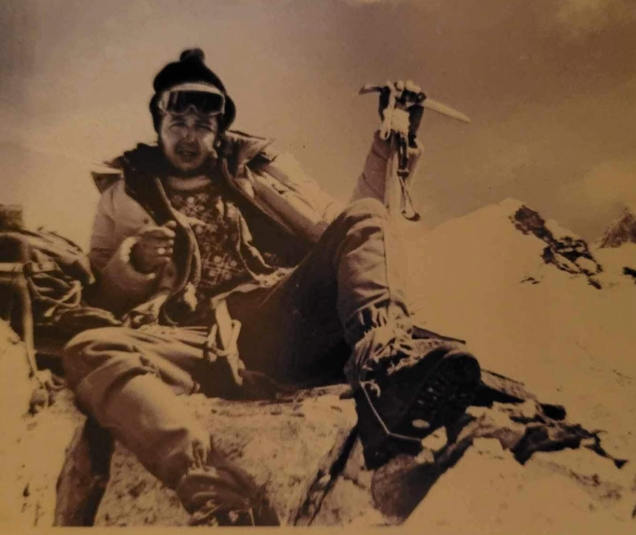 Founder's father at the summit of Mount Everest — the spirit behind our Ground to the Peak philosophy